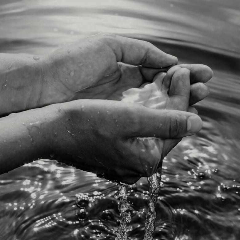 Illustration for: A hand cannot wash itself. Each hand must take a turn in washing the other for both hands to be clean.