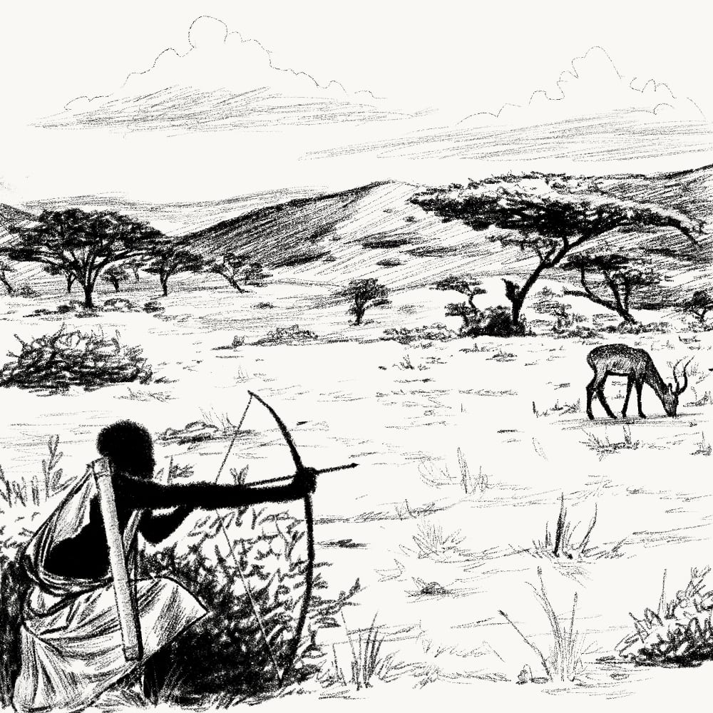 Illustration for: A hunter with one arrow does not shoot with a careless aim.