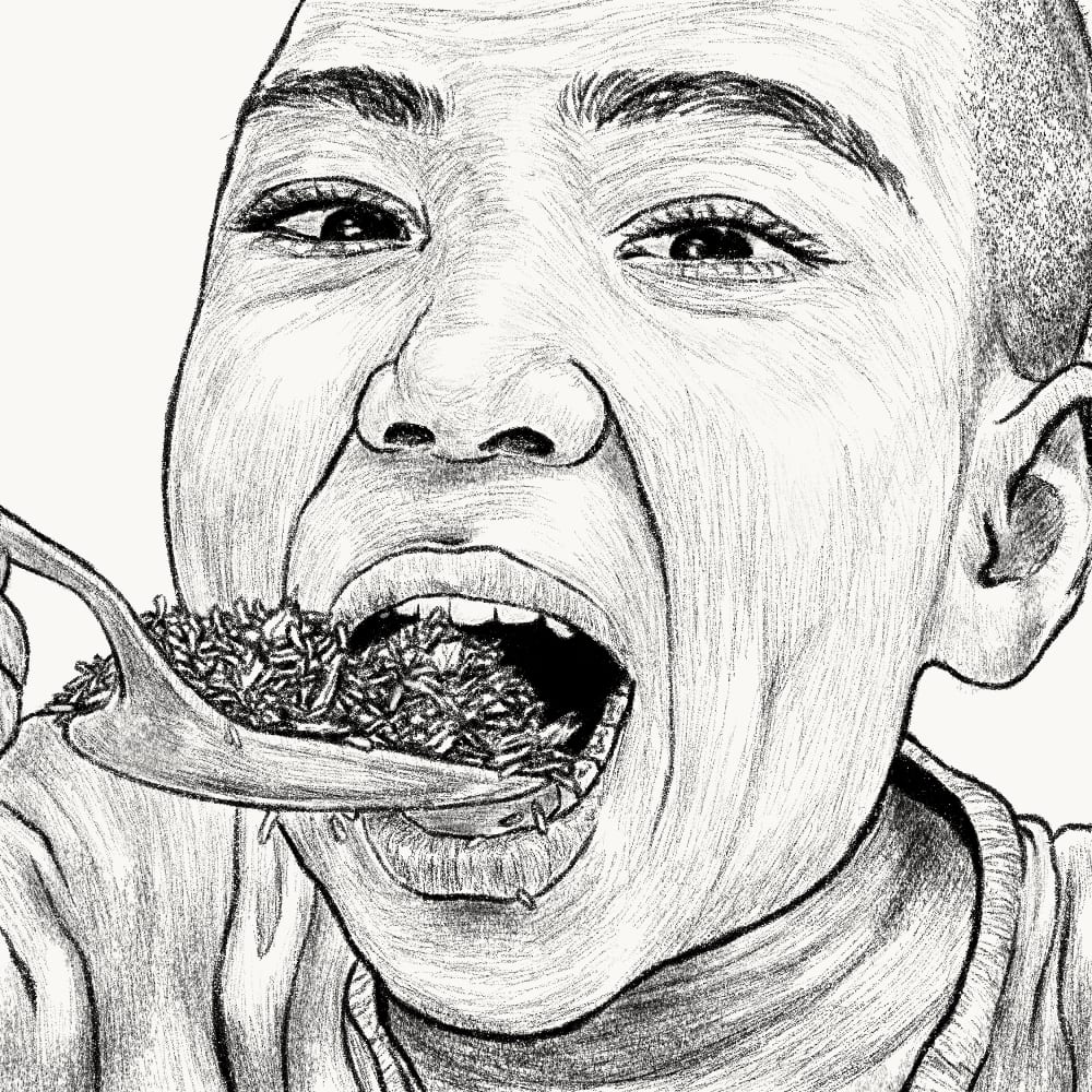 Illustration for: No matter how hungry you are, you can only eat your food one mouthful at a time.