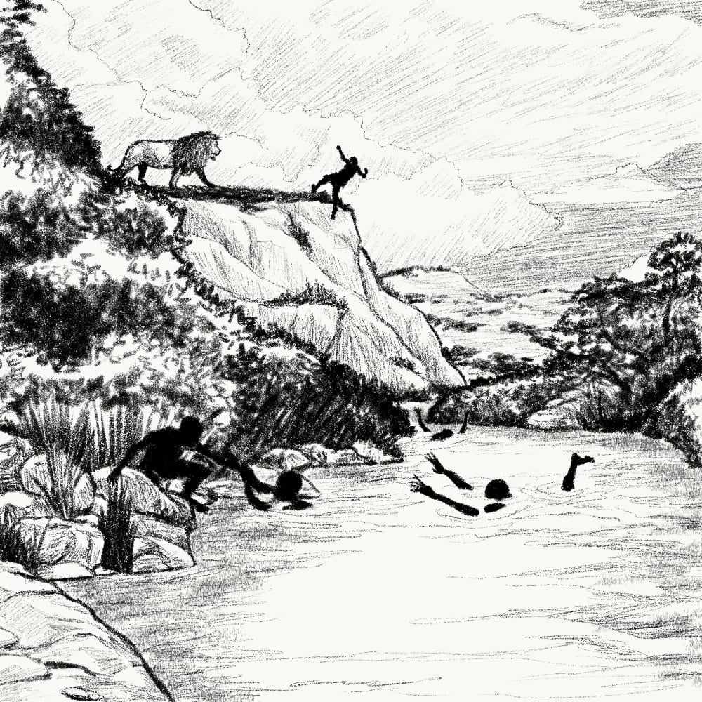 Illustration for: There comes a point where we need to stop just pulling people out of the river. We need to go upstream and find out why they’re falling in.