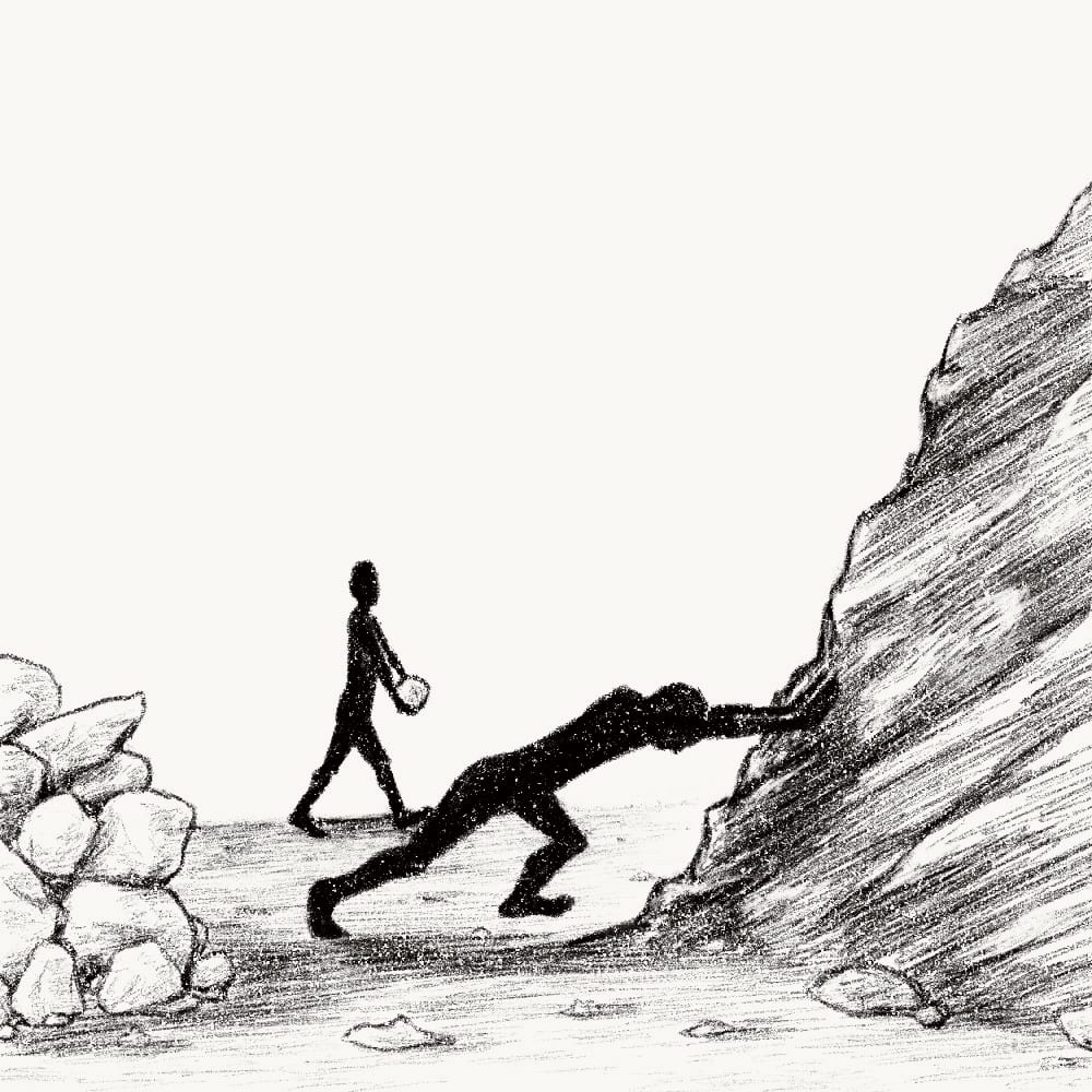 Illustration for: If you dream of moving mountains tomorrow, you must start by lifting small stones today.